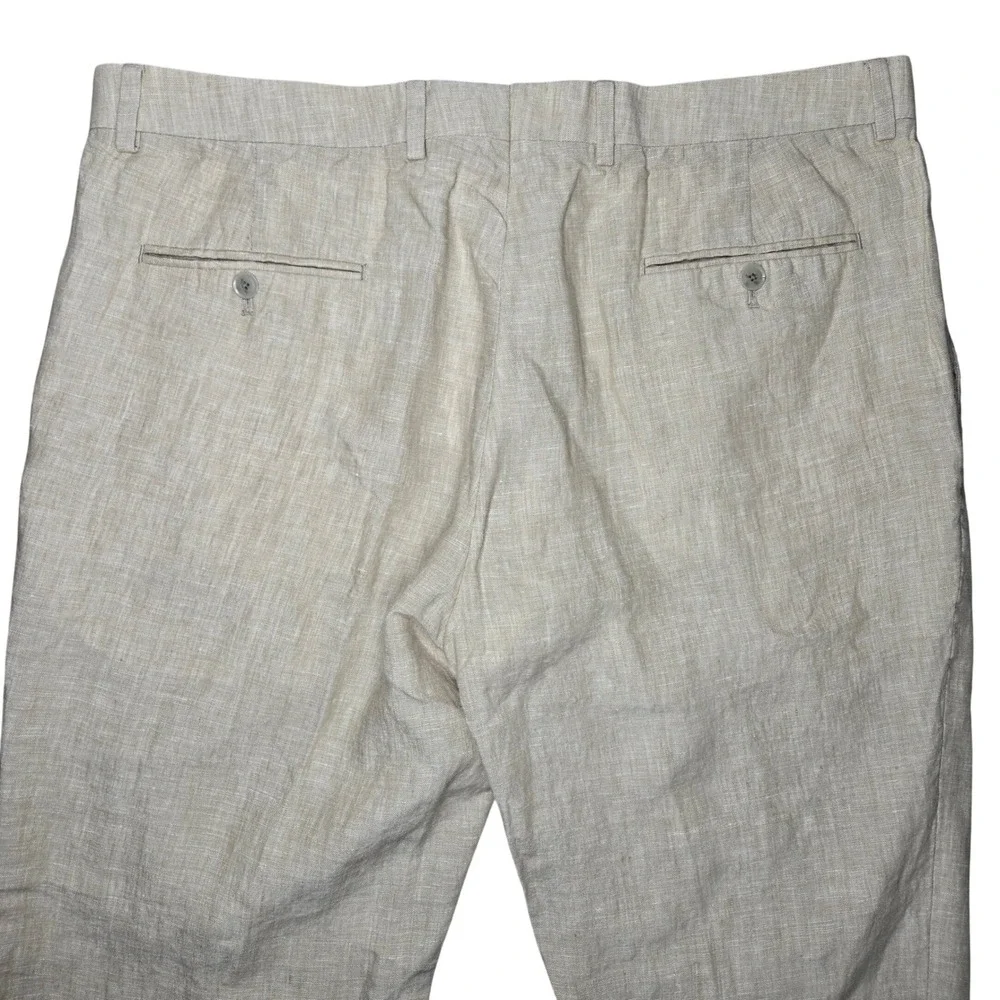 Joseph Abboud Mens Beige 100% Linen Flat‎ Front Trousers Pants 38 Waist
